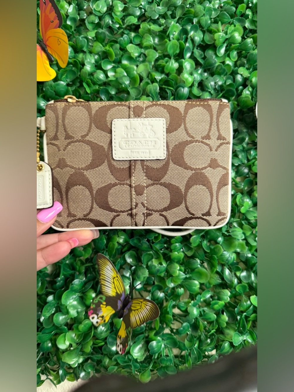NWT Coach Signature Canvas Wristlet